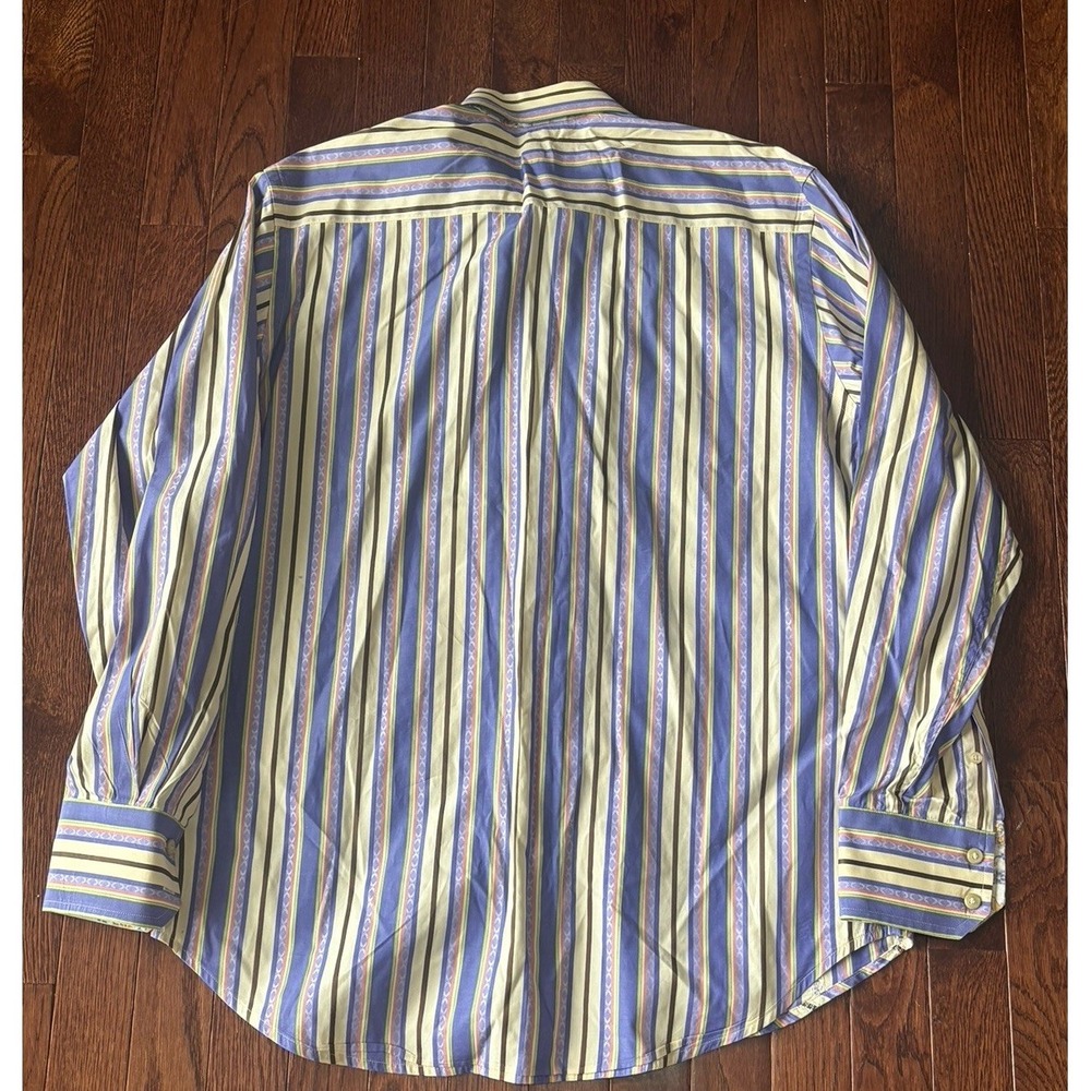 Robert Graham Geometric Shirt Men's M Striped Flip Cuffs Embroidered - Picture 10 of 10